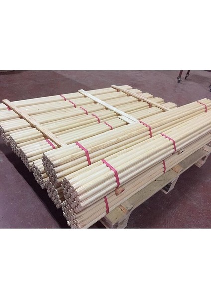 Fırınlı Çam Vidalı Fırça Süpürge Sapı 120 cm - 30 Adet, 1 Bağ