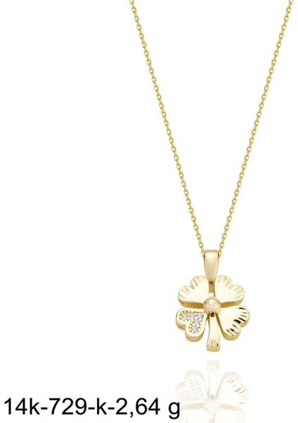 Yonca Günlük Hediyelik Çok Şık 14 Ayar Altın Kolye