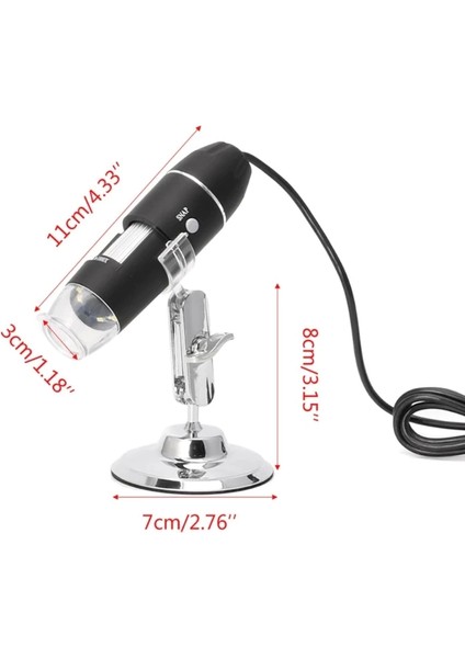 1600X USB Dijital Mikroskop Kamera Endoskop 8led Büyüteç Metal Standı