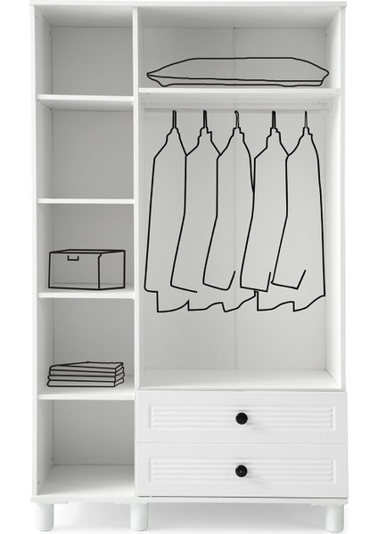 Finike Mdf 3 Kapaklı Dolap -Beyaz