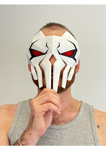 Punisher Maske Marvel Rivals Kahraman Maskesi Parti Maske (Lastik Yok)