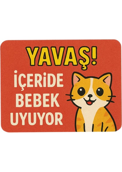 Yavaş Içeride Bebek Uyuyor! Araba ve Buzdolabı Magneti Kedi Figürlü