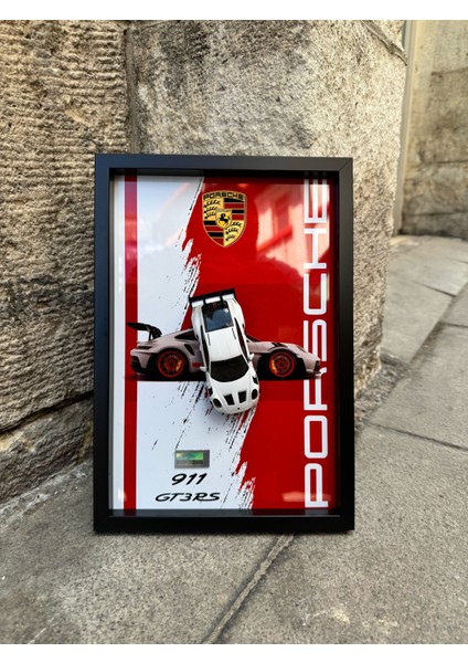 Porsche 911 Gt3 Rs 32X22 cm Çerçeveli Metal Levha Baskı