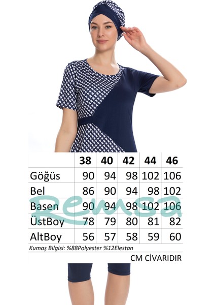 Kısa Kollu Yarı Kapalı Tesettür Mayo 204-02 Lacivert modelleri