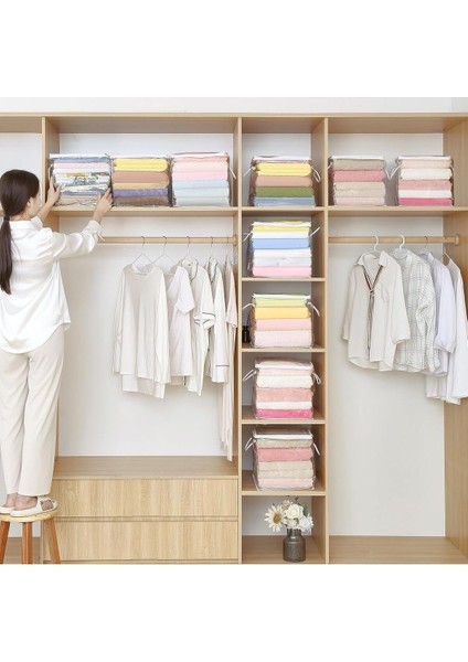 3 Adet Pvc Küp Çanta Şeffaf Kulplu Hurç Dolap Düzenleyici Pvc Çanta 30X30X30 fırsatları