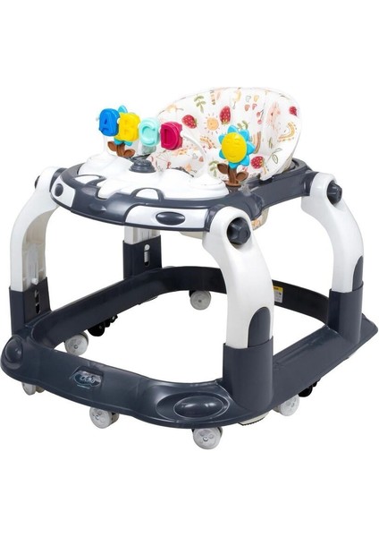 Colorjoy Lüx Robot Model Yürüteç | Oyuncaklı, Eğitici, | Kornalı Antrasit Hoppala Yürüteç