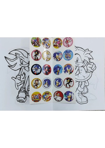 4 Adet Stickerli Boyama Kitabı ve 12 Li Kuru Boya Kalemi (Roblox/sonic/pocemon/labubu)