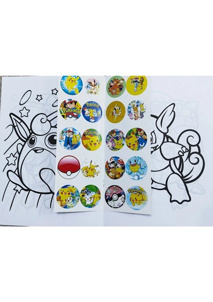 4 Adet Stickerli Boyama Kitabı ve 12 Li Kuru Boya Kalemi (Roblox/sonic/pocemon/labubu)