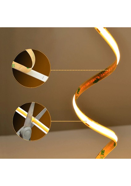 320 Ledli 12 Volt Iç Mekan Cob Şerit LED (5 Metre Paket + Beyaz Işık)