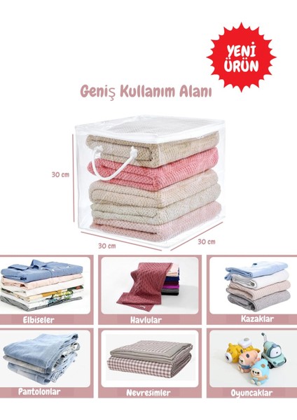 Pvc Küp Çanta Şeffaf Kulplu Hurç Dolap Düzenleyici Pvc Çanta 30X30X30 fiyatları