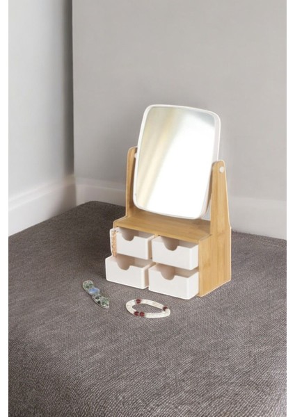Makyaj Takı Çok Amaçlı Şık Ahşap 4 Çekmeceli Dolap Organizer Ayna modelleri
