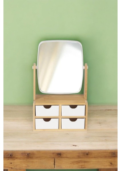 Makyaj Takı Çok Amaçlı Şık Ahşap 4 Çekmeceli Dolap Organizer Ayna fırsatları