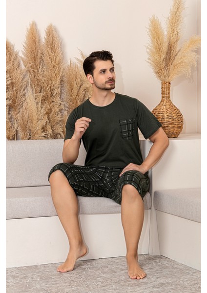 Sportif %100 Pamuk Şortlu Erkek Pijama Takımı