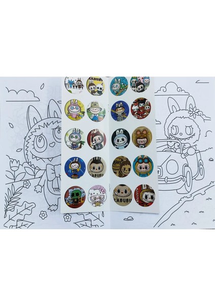 4 Adet Stickerli Boyama Kitabı ve 12 Li Kuru Boya Kalemi (Kuromi/capybara/labubu/stitch)