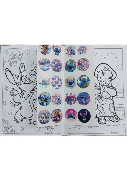 4 Adet Stickerli Boyama Kitabı ve 12 Li Kuru Boya Kalemi (Kuromi/capybara/labubu/stitch)