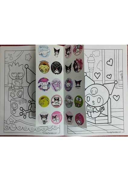 4 Adet Stickerli Boyama Kitabı ve 12 Li Kuru Boya Kalemi (Kuromi/capybara/labubu/stitch)