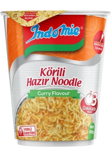 Köri Çeşnili Hazır Bardak Noodle 60GR*24 Lü