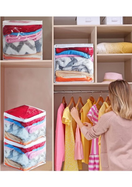 3 Adet Pvc Küp Çanta Oyuncak Dolabı Saklama Düzenleme Çantası Düzenleyici Şeffaf Çanta 30X30X30