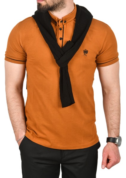 Slim Fit Dar Kesim Pamuklu Pike Kumaş Polo Yaka Tişört Nefes Alan Kıvrılmaz Polo Yaka Tişört 2503020