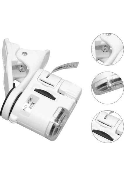 60X Mini Cep Telefonu Için Mandallı Mikroskop Uv Ledli Büyüteç Model AL2431
