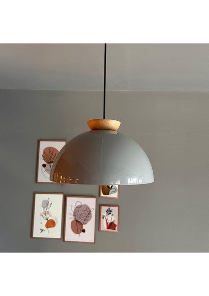 Yimpi Gri Avize Ahşap Tekli Sarkıt Salon Kuaför Cafe Dekoratif Aydınlatma Pastane modelleri