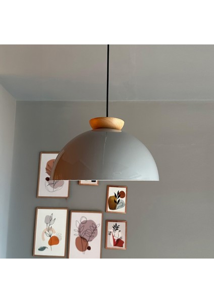 Yimpi Gri Avize Ahşap Tekli Sarkıt Salon Kuaför Cafe Dekoratif Aydınlatma Pastane fırsatları