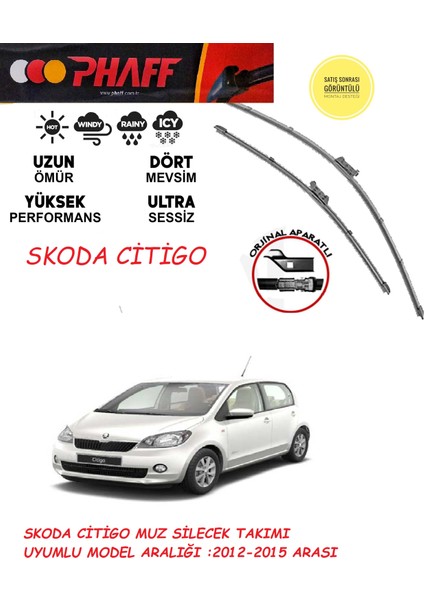 Skoda Citigo Ön Muz Silecek Takımı 2013 Model Araca Özel Aparat