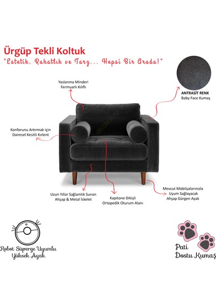 Ürgüp Tekli Koltuk Berjer Terapi Koltuğu Bekleme Koltuğu