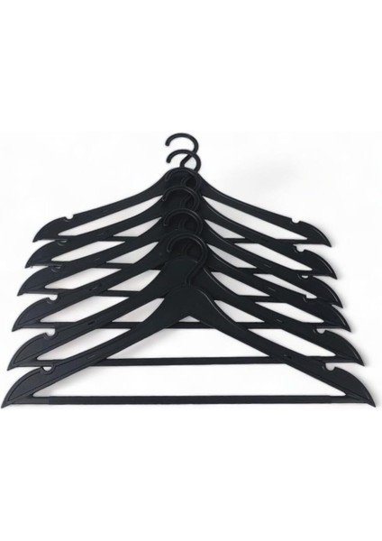 6'lı Plastik Gömlek-T-Shirt Askısı - Kaydırmazlı, Ince Hafif Plastik Askı 6'lı Set 990396