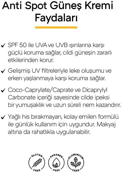 2’li Güneş Kremi Spf 50 | Anti Spot – Vegan – Glutensiz – 50ML x 2