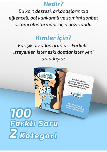 Bff Arkadaş Buluşması 100 Soru Eğlenceli Parti Yılbaşı Grup Kart Kutu Oyunu Tanışalım Mı Durum Kartı