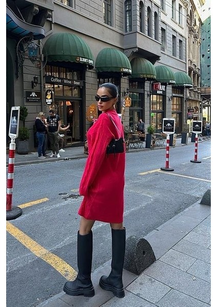 Melanie Örgü Desen Mini Elbise 2537-02