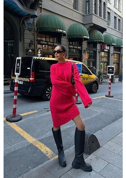 Melanie Örgü Desen Mini Elbise 2537-02