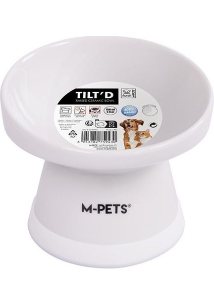 Tiltd Seramik Kedi ve Köpek Mama ve Su Kabı 150ML (Beyaz)