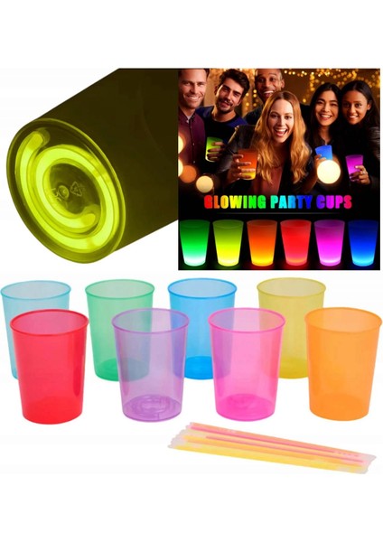 Karanlıkta Yanan Gece Işığı Mega Glow Bardaklar 8 Adet 8.5 x 10.5 cm