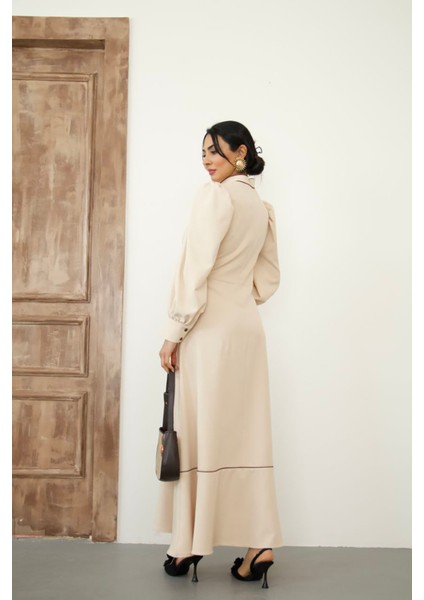 Kadın Atlas Kumaş Fiyonk Detaylı Uzun Elbise NBMS2515 indirimleri