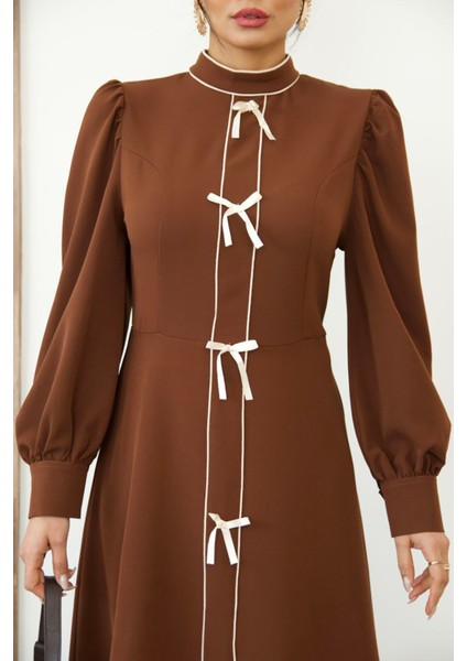 Kadın Atlas Kumaş Fiyonk Detaylı Uzun Elbise NBMS2515 fiyatları