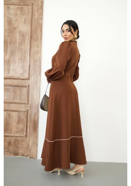 Kadın Atlas Kumaş Fiyonk Detaylı Uzun Elbise NBMS2515 indirimleri