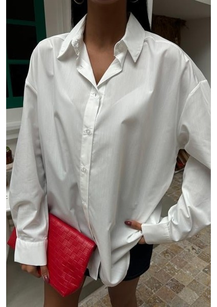 Klasik Oversize Poplin Gömlek 3421