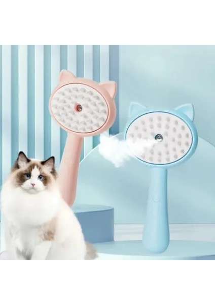 Buharlı Kedi Köpek Tarağı Pembe Evcil Hayvan Temizleme Fırçası | Şarjlı Pet Masaj Aleti