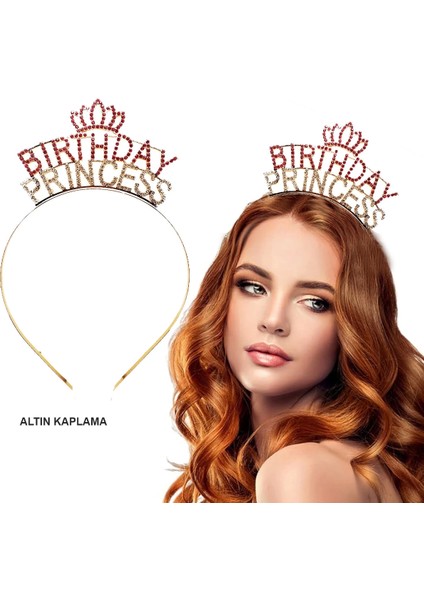 Birthday Princess Kristal Taç – Altın Kaplama