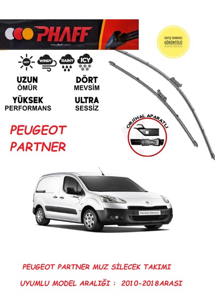 Peugeot Partner Ön Silecek Takımı 2017 Model Araca Özel Aparat