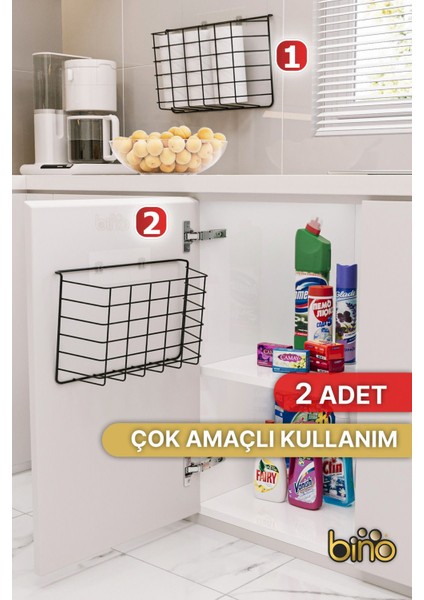 Dolap Içi Düzenleyici 2 Adet Çok Amaçlı Organizer Raf Duvar Mutfak Banyo Yapışkanlı Metal Raf