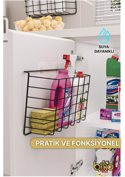 Dolap Içi Düzenleyici 2 Adet Çok Amaçlı Organizer Raf Duvar Mutfak Banyo Yapışkanlı Metal Raf