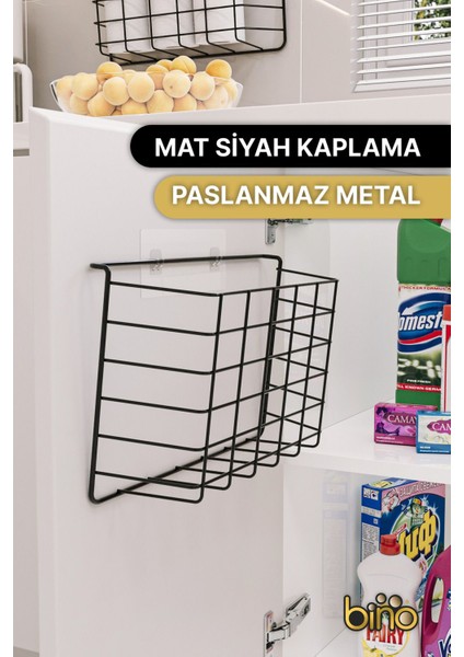 Dolap Içi Düzenleyici 2 Adet Çok Amaçlı Organizer Raf Duvar Mutfak Banyo Yapışkanlı Metal Raf