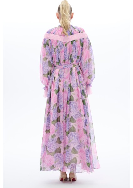 Çiçek Desenli Etnik Elbise Lila fırsatları