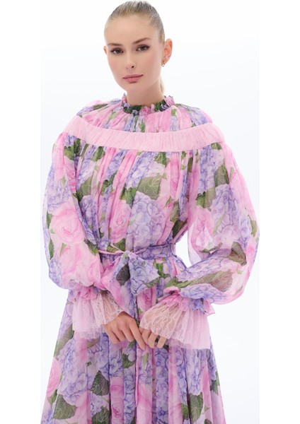 Çiçek Desenli Etnik Elbise Lila fiyatları