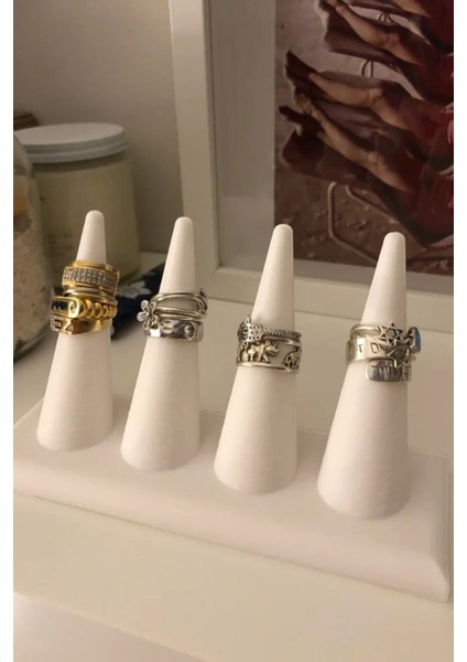 Yüzük Tututcu Dekoratif Stand- Askı Teşhir Standı - Bileklik Şık Zincir Gümüş Altın Çelik Sergi