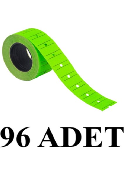 96 Adet Motex Etiket 12X21 mm Fosforlu Yeşil