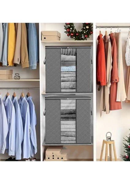 3 Adet Pencereli Gri Yastık Yorgan Kazak Hurcu 48 x 38 x 35 modelleri